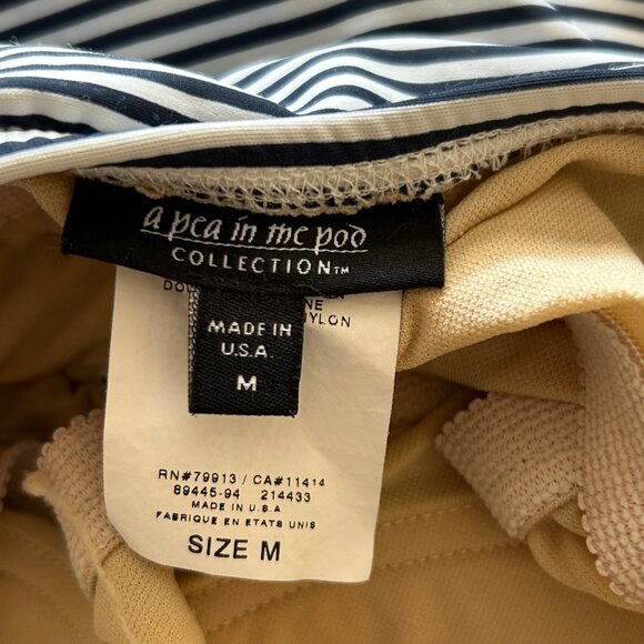 Nautical Striped One-Piece Maternity Swimsuit A Pea In The Pod Nylon Blend M - Picture 6 of 8